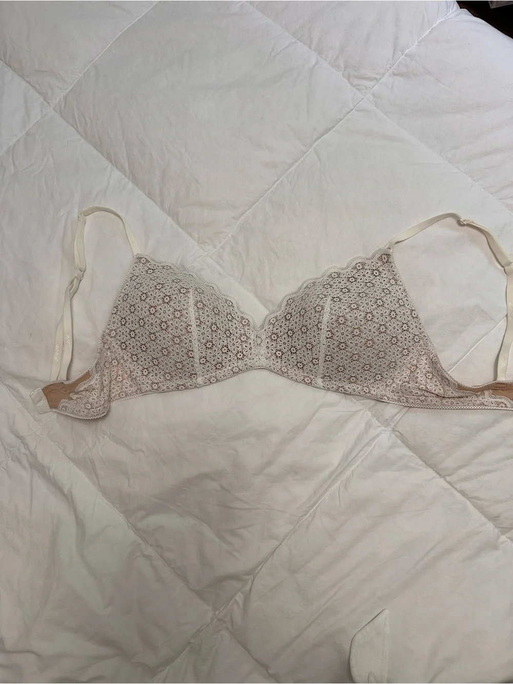 Aerie Lace Triangle Bra in Ivory Cream - Women Intimates